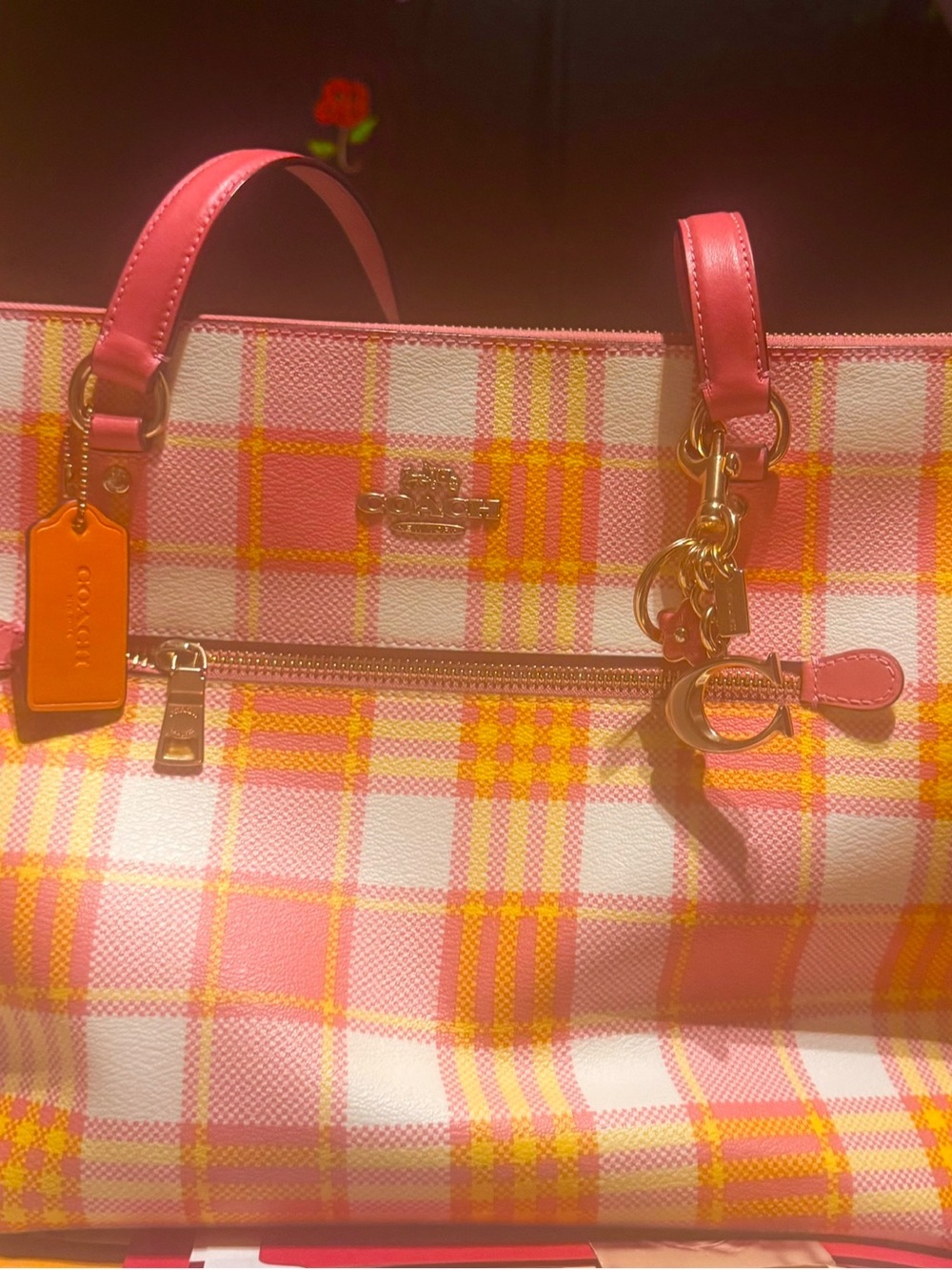Coach Tea Rose Gold-Tone Keyring Bag Charm - Picture 2 of 16
